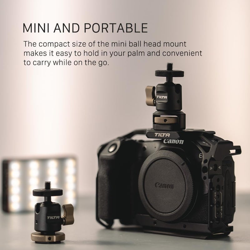 Tilta Mini Ball Head Mount | Adjust Angle of External Monitors or On-Board Lights | Ensures Accessories Stay Secure | Easy to Adjust (1/4"-20 with Locating Pins) TA-MBH-1420-B - Image 5